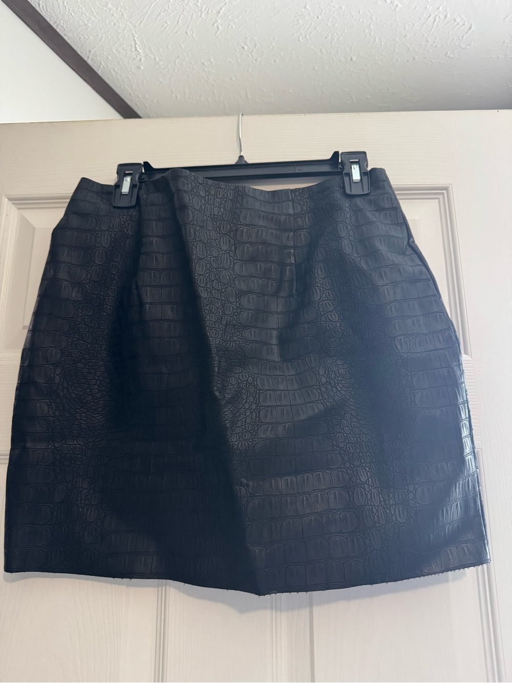 H&M Black Faux Croc Mini Skirt